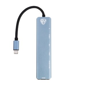 BY USB-концентратор 7 в 1, USB-C INPUT 65 W, HDMI 4K, USB-A 3.0, USB-A 2.0, USB-C, MICRO-SD, SD