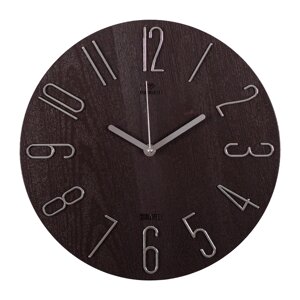 Часы настенные d=30см, корпус коричневый+серебро "Классика", 3010-004