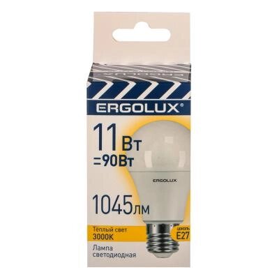 Ergolux LED-A60-11W-E27-3K (Эл. лампа светодиодная ЛОН 11Вт Е27 3000К 220-240В, ПРОМО), 14458 от компании ООО "Барс" - фото 1