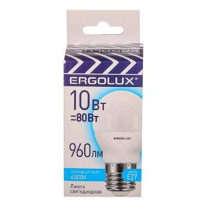 Ergolux LED-G45-10W-E27-4K (эл. лампа светодиодная шар 10вт E27 4500K 220-240в промо), 14546