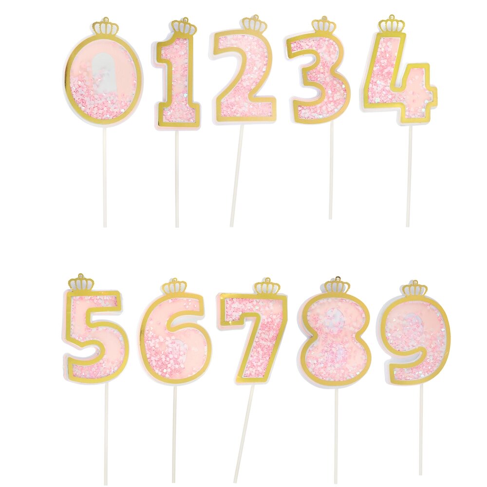 FNtastic Декор для торта, цифры (0-9), 23,5 см, пластик, бумага, цвет розовый от компании ООО "Барс" - фото 1