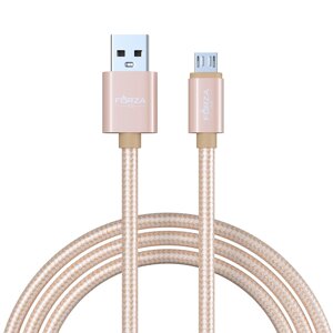 FORZA Кабель для зарядки Флоренция Micro USB, 1.5м, 1.5А, тканевая оплётка, 3 цвета, пакет