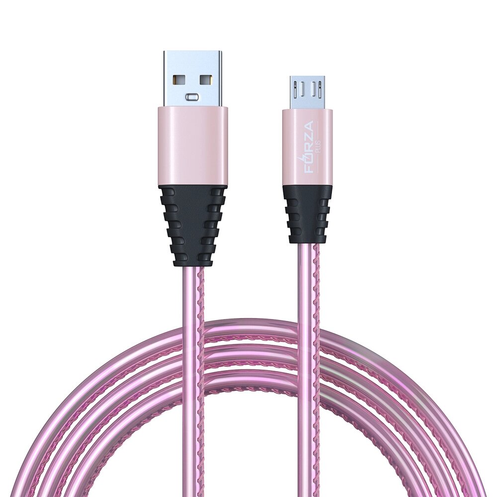 FORZA Кабель для зарядки Перламутр Micro USB, 1м, 2А, кожаная оплётка, 3 цвета, пакет от компании ООО "Барс" - фото 1