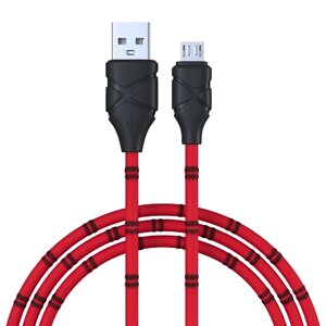 FORZA Кабель для зарядки Питон Micro USB, 1м, 2А, тканевая оплётка, 3 цвета, пакет