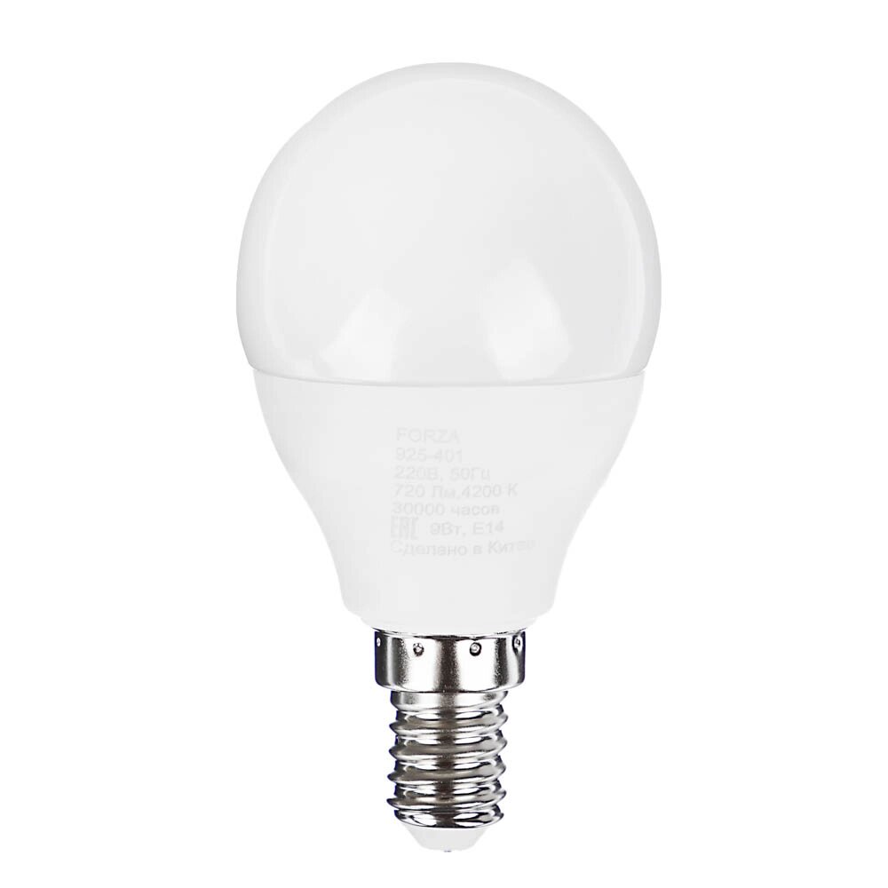 FORZA Лампа светодиодная G45 9W, E14, 4200К от компании ООО "Барс" - фото 1