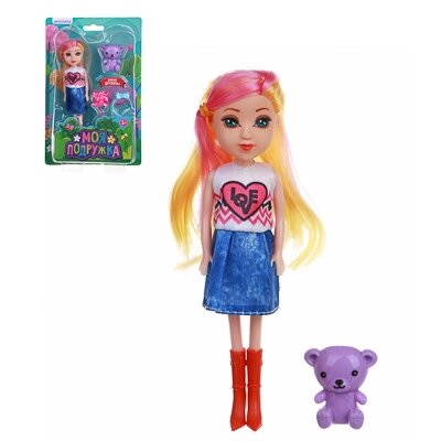 ИГРОЛЕНД Кукла с цветными волосами, 16 см, PP, PVC, полиэстер, 22х15х4.5см, 3 дизайна