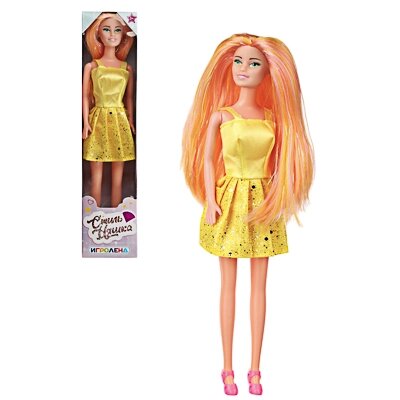 ИГРОЛЕНД Кукла в стильном платье, 29см, цветные волосы, ABS, полиэстер, 6,5х29,5х4,5см, 6 дизайнов