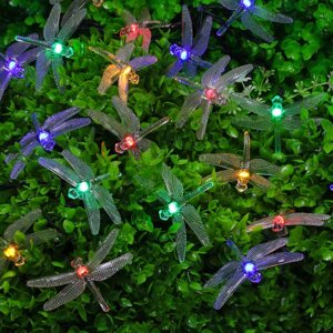 INBLOOM Гирлянда на солн. батарее, 25LED, 7м, мульти, 2 реж, стрекоза, ПВХ, 2V80mA,1.2V600mAh