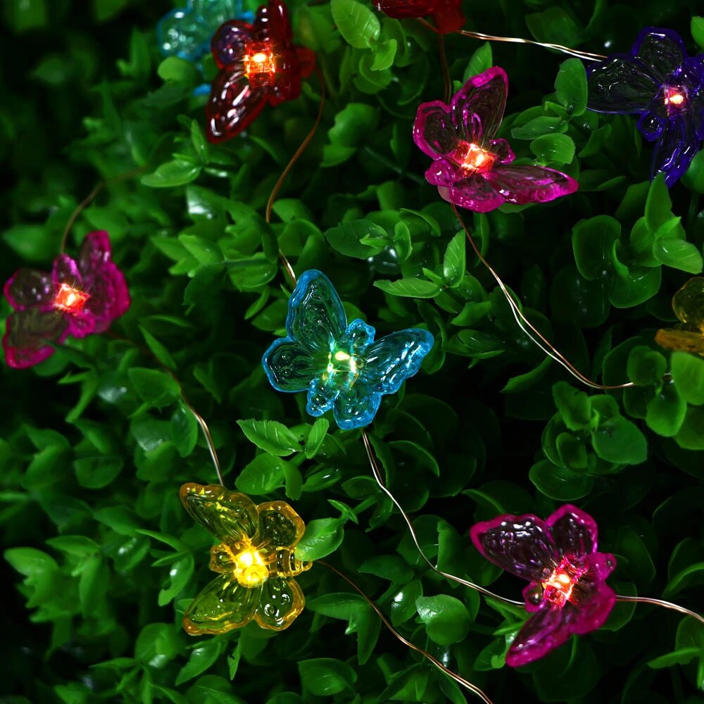 INBLOOM Гирлянда на солн. батарее Бабочки 2м, 20LED, шампань, 1.2V 2/3AAA 150mAh Ni-Cd, пластик от компании ООО "Барс" - фото 1