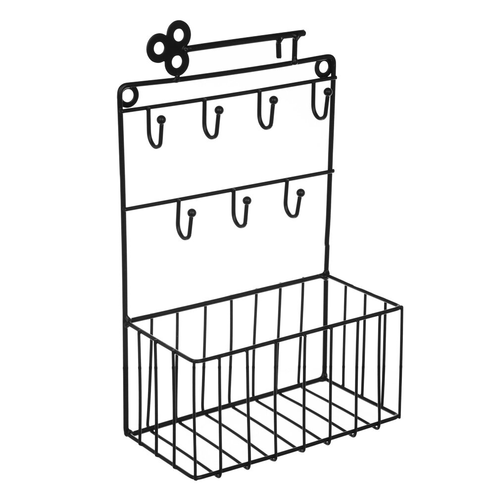 Ключница открытого типа на 7 крючков, 28х17,5 см, железо, цвет черный от компании ООО "Барс" - фото 1