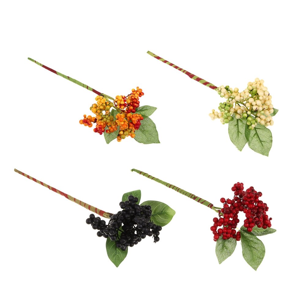 LADECOR Букет декоративных ягод, пластик, 22 см, 4 цвета от компании ООО "Барс" - фото 1