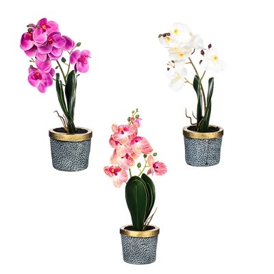 LADECOR Цветочная композиция в виде орхидеи, 10x10x38см, пластик, полистоун, 3 цвета