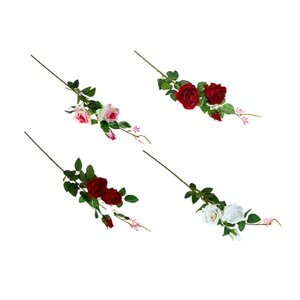 LADECOR Цветок искусственный в виде кустовой розы, 86 см, пластик, 4 цвета