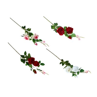 LADECOR Цветок искусственный в виде кустовой розы, 86 см, пластик, 4 цвета от компании ООО "Барс" - фото 1