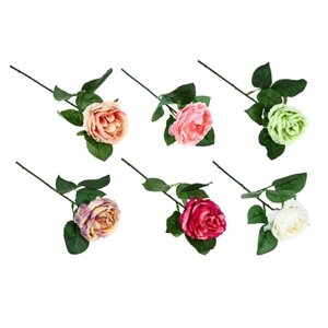 LADECOR Цветок искусственный в виде розы пионовидной, 30 см, пластик, 6 цветов