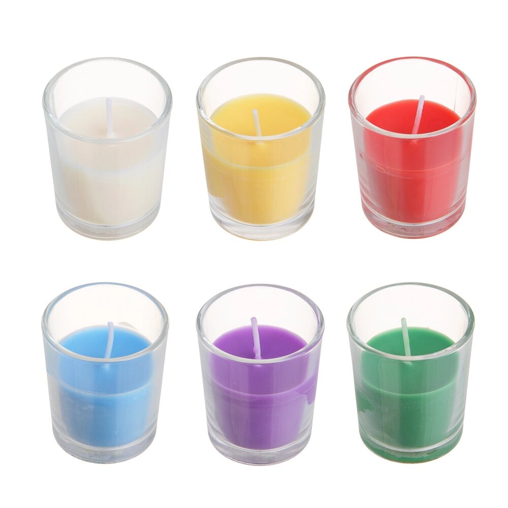 LADECOR Свеча в стеклянном подсвечнике, парафин, 4,4x5,4 см, 6 цветов от компании ООО "Барс" - фото 1