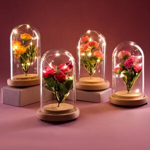 LADECOR Светильник - цветочная композиция, розы, 15 см, 3хLR1130, 4 цвета