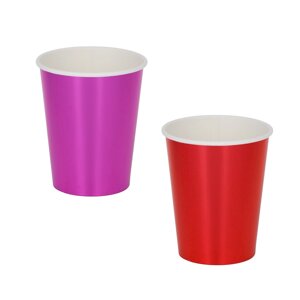 Набор стаканов бумажных, с фольгированным слоем, 2 цвета, красный, розовый, 230 гр.