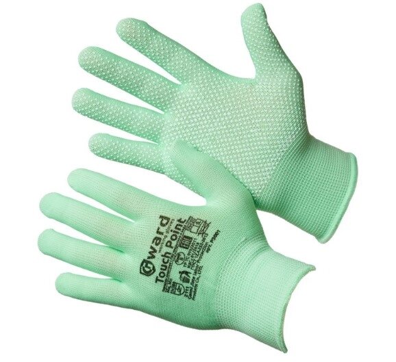 Перчатки нейлоновые GWARD Touch Point микроточка зеленые 12/240 от компании ООО "Барс" - фото 1