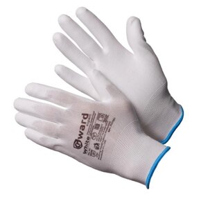 Перчатки нейлоновые Gward White с полиуретановым покрытием белые (M/8) 12/240