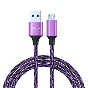 FORZA Кабель для зарядки Серпантин Micro USB, 1м, 1.5А, тканевая оплётка, 4 цвета, пакет