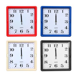 LADECOR CHRONO Часы настенные квадратные, 22 см, пластик, стекло, 1хАА, 4 цвета