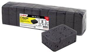 Губки д/посуды 10шт/уп, BIG BLACK 95х70х35мм, КРУПНОПОРИСТЫЙ поролон/абразив LAIMA
