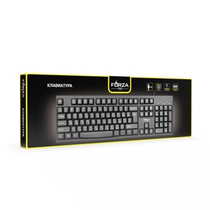 FORZA Клавиатура проводная мембранная Usual 104кл., белая кириллица, USB, каб. 150см, черный