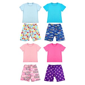 Пижама детская (футболка и шорты), р. 104-128, 100% хлопок, 4 дизайна
