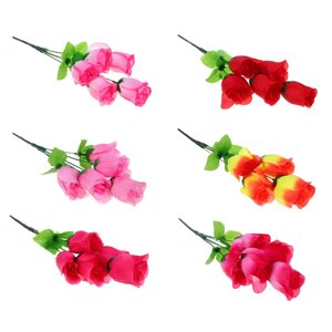 LADECOR Букет искусственных цветов в виде бутонов роз, 30-35 см, 6 цветов