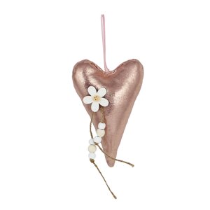 Декор - подвеска, сердце с цветком, 9x22 см, полиэстер