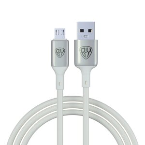 BY Кабель для зарядки Space Cable Pro Micro USB, 1м, Быстрая зарядка QC3.0, штекер металл, белый