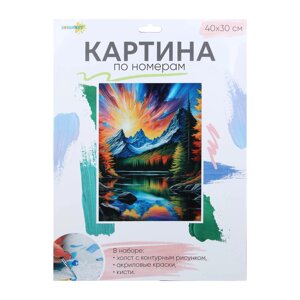 ХОББИХИТ Картина по номерам, комплект (основа, акриловые краски, кисть), 30х40см, 10 дизайнов