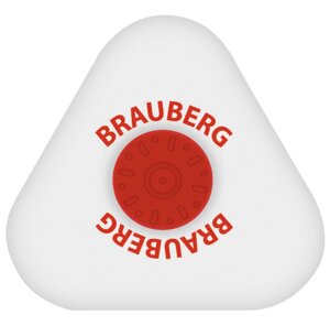 Ластик BRAUBERG "Energy", 45х45х10мм, белый, треугольный, пластиковый держатель