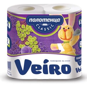 Полотенца бумажные 2шт/уп Veiro бытовые 2-х слойные (2х12,5 м) белые, 5п22 1/12