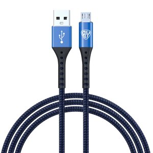 BY Кабель для зарядки Адреналин Micro USB, 1м, 3А, Быстрая зарядка QC 3.0, синий