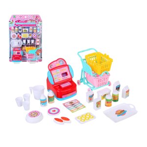 ИГРОЛЕНД Набор игровой "Играем в магазин" касса с продуктами, PP, ABS, 22х7,5х31,5 см