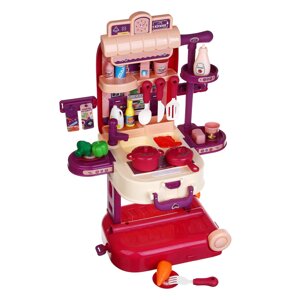 ИГРОЛЕНД Игровой набор "Кухня в чемодане", на колесах, PP, картон, 22х15,5х31 см