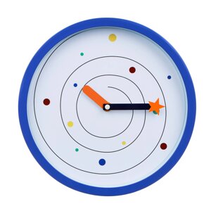 LADECOR CHRONO Часы настенные круглые, пластик, 25,4х25,4х4,2 см, 1xАА, синие, арт. 2-17