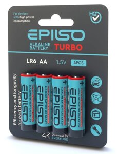 Батарейки EPILSO TURBO LR6/AA, 4шт/уп 1.5V (40/720) (аналог DURACELL TURBO)