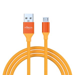 FORZA Кабель для зарядки Лето Micro USB, 1м, 2А, прорезиненный, 4 цвета, пакет