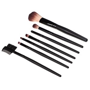 ЮНИLOOK Набор кистей для макияжа 7шт професс., дерево, синтетич. нейлон, 15см, черный, 26905-26