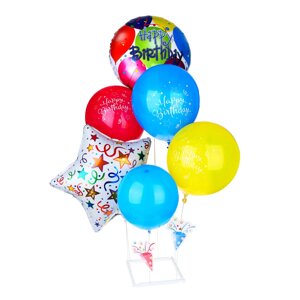 FNtastic Набор воздушных шаров 6шт с подставкой, фольга, пластик, картон, "Happy Birthday", разноцветные