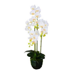 INBLOOM Цветок искусственный Орхидея 1м в кашпо, латекс, пластик
