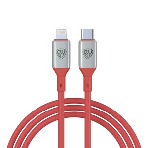 BY Кабель для зарядки Space Cable Pro Type-C - iP, 2.4А, 1м, Быстрая зарядка, штекер металл, красный