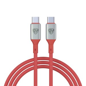 BY Кабель для зарядки Space Cable Pro Type-C - Type-C, 1м, 5А, Быстрая зарядка, штекер металл, крас.