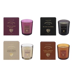 BY Свеча ароматизированная Luxe Home, 135гр., White Musk&Warm Vanilla, Black leather, Velvet Rose, Dark