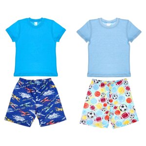 Пижама детская с коротким рукавом (футболка и шорты), р. 104-128, 100% хлопок, два дизайна