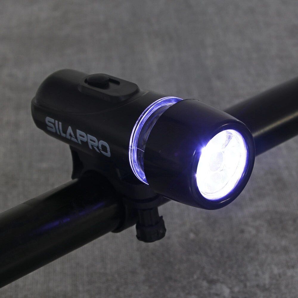 SILAPRO Фонарь велосипедный передний 2 режима, 5 LED,  4xААА, 10х3х6.5см, пластик от компании ООО "Барс" - фото 1