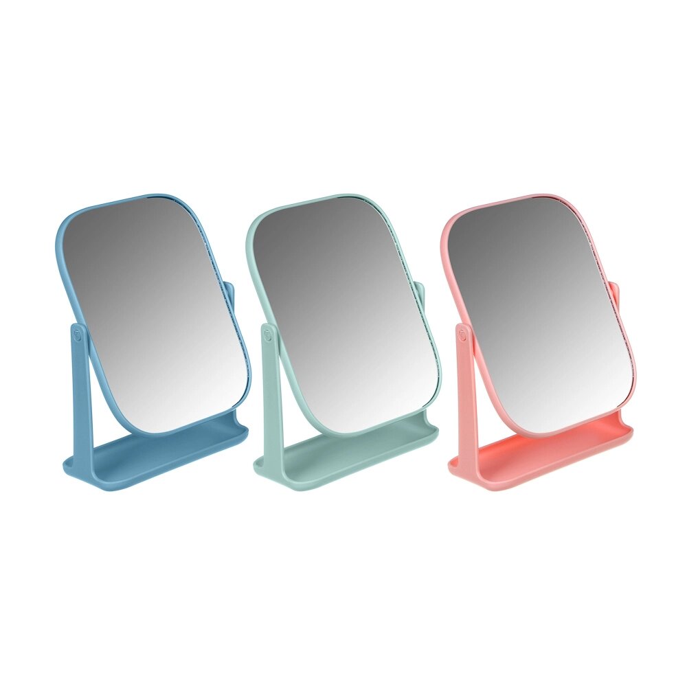 ЮНИLOOK Зеркало настольное, пластик, стекло, 16х21см, 3 цвета от компании ООО "Барс" - фото 1